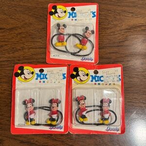 RARE HTF 1991 Goody Mickey's Shoppe & Minnie Ponytailers Hair Ties Nostalgic Set